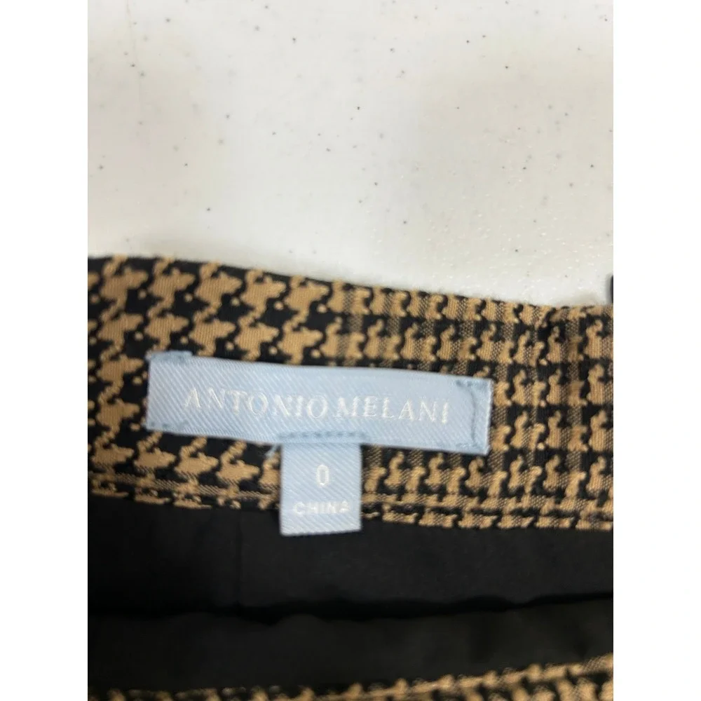 Antonio Melani Brown Houndstooth Plaid A-Line Mini Skirt Womens Size 0 High Rise